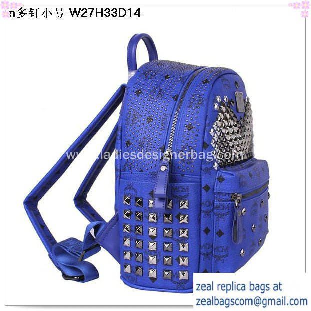 High Quality Replica MCM Small Stark Front Studs Backpack MC4237S Blue